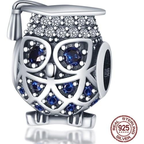 2021 New Dr. Owl With Brick Charm Beads 100% Real 925 Sterling Silver Fit Original 3mm Bracelet&Bangle For Women Birthday Fashio