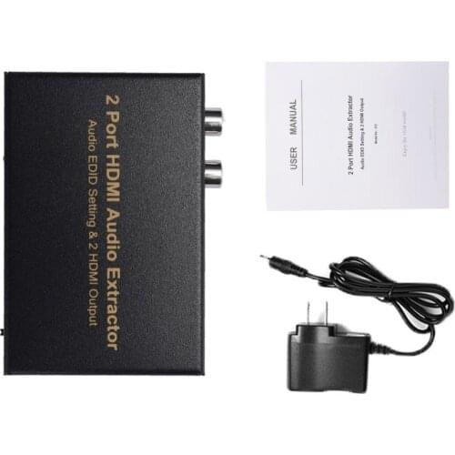 TZT NK-912 2 Port HDMI-compatible Audio Extractor Splitter Audio EDID Setting & 2 HDMI Output For DVD PS3 HD Player