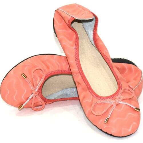 Gorgeous melon red women flats cover shoes with ribbon style african lady dress shoes for dressing CR3215