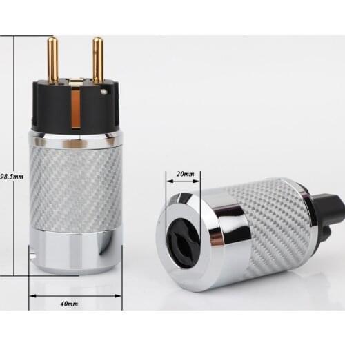 Hi-End Carbon Fiber Gold Plated With gasket European standard AC Power Plug IEC Female Plug DIY Mains Power cable Adapter