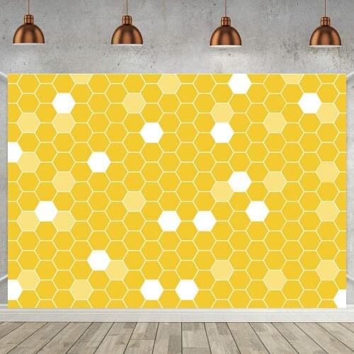 Yellow Honeycomb Pattern Photo Background Newborn Baby 1st Birthday Cake Dessert Table Decor Photography Backdrop Family Party