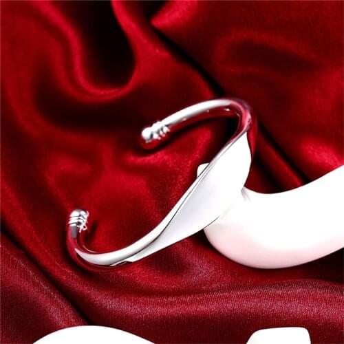 Solid 925 Silver Bangles & Bracelets For Women Brand Cuff Bangles Adjustable Wristband Pulseira Fashion Jewelry Accessories Gift