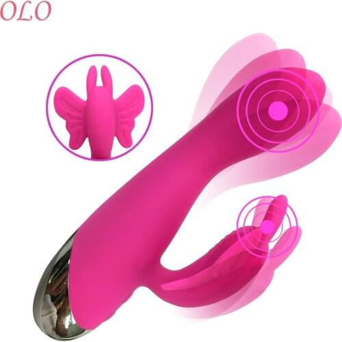 OLO 10 Speed Butterfly Dildo Vibrator Clitoris Stimulator AV Stick Wand Sex Shop Sex Toys for Women G-Spot Massage