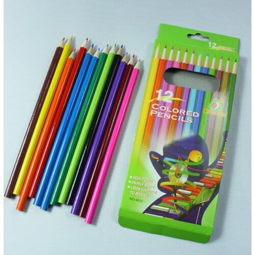 12pcs/set Wood Color Lead Kawaii Drawing Pencil Set Colored Pencils Novelty Cute Kids Pencil Pencils for School Art Supplies