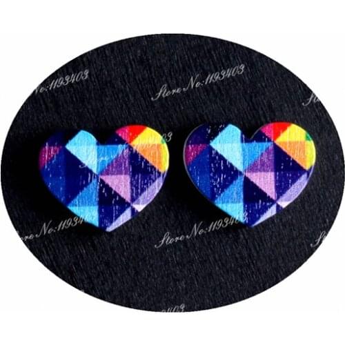 16mm Trigonometry Heart Shape Image Painted Wooded Laser Cut Cabochon to make Rings, Earrings, Bobby pin, pendant