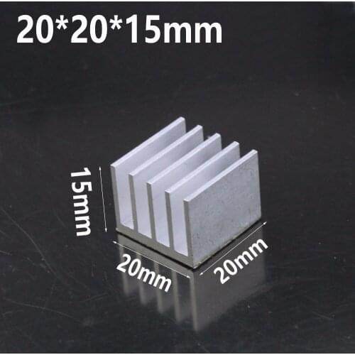 20 Pieces Gdstime Aluminum 20X20X15mm 3M Mini Small IC Chipset Heatsink Silver 20mm x 15mm