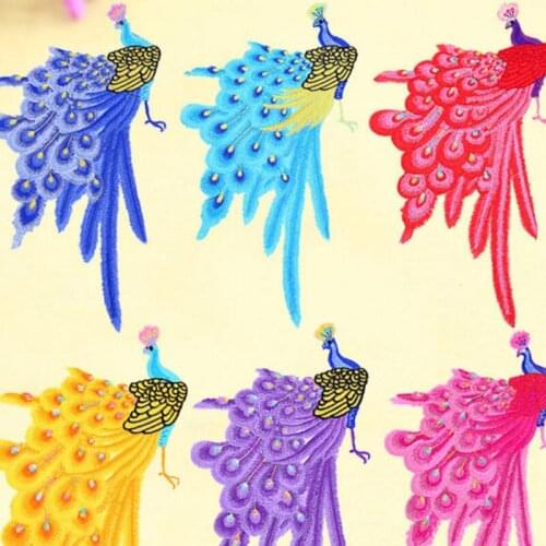 20 pieces 47cm*25cm Embroidered Flower Peacock Phoenix Ironing Performance National Costume Skirt Patch Feather Patch Sticker