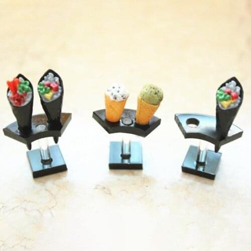 3pcs 1:12 Dollhouse Miniature Acrylic Ice Cream Cone Holder Doll House Decor Doll House Pretend Play Kitchen Toy Accessories