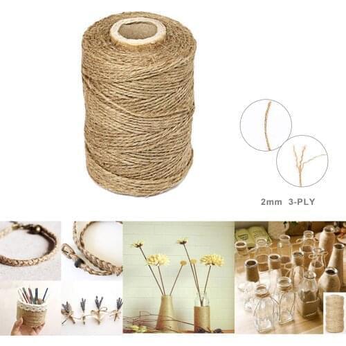 3Ply 100m Natural Brown Soft Jute Rope Twine Sisal String For Art Gift Bottle