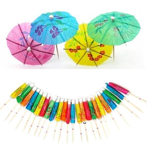 50Pcs Mixed Color Mini Umbrellas Parasol Snack Cocktail Party Pick Decoration