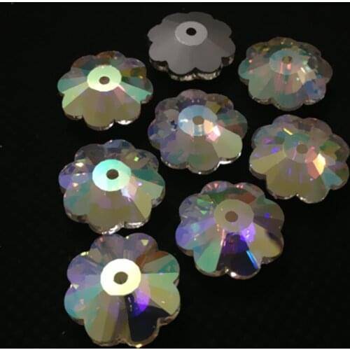 6mm,8mm,10mm,12mm,14mm 3700 Marguerite Lochrose (Foiled) Crystal AB&Clear Sew-on Stone One Hole Flower Sewing Crystal