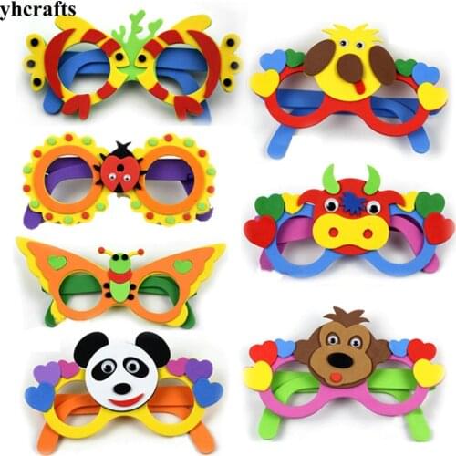 7PCS/LOT.DIY foam cartoon glasses craft kits Kindergarten arts crafts Early learning toys Birthday gifts Party favor Wholesale