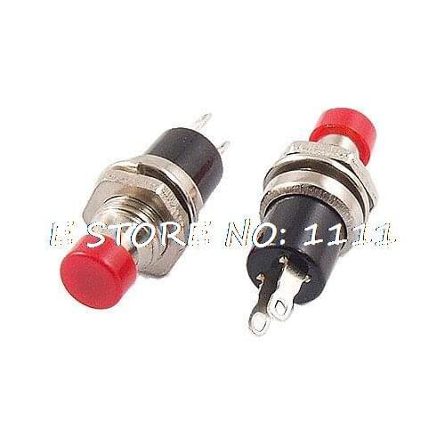 AC 250V 1A 2 Pin SPST Off/(On) NO Mini Momentary Push Button Switch Red