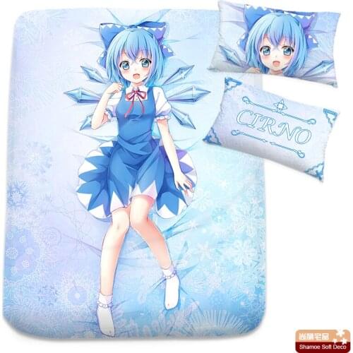 Anime Cartoon TouHou Project Cirno Milk Silk Flat Sheet Bed Sheet Top Sheet