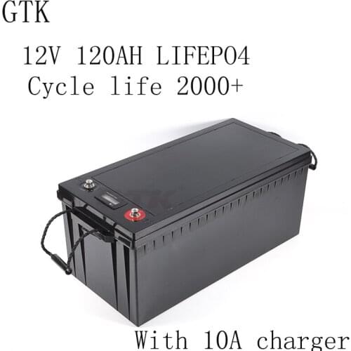 BMS built in deep cycle 12V 120Ah lifepo4 battery pack for Wind/Solar Energy Storage Systems/power supply +10A charger