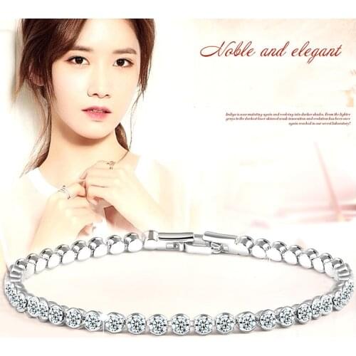 Luxury 4mm Cubic Zirconia Tennis Bracelets Iced Out Chain Crystal Wedding Bracelet for Women Gold Silver Bracelet Jewelry