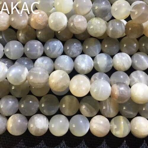 5bracelets AKAC approx8-9mm natural grey moonstone bracelet beads for diy making