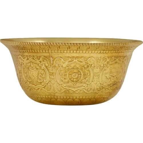 Water Supply Cup in Front of Buddha Pure Copper Carved Gilt Gold for Eight Auspicious Seven Bowl