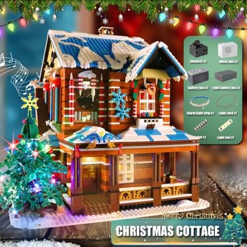 Mould King Creative Toys Streetview Building Blocks The LED Light Christmas House Model sets Bricks Kids Toys Christmas Gifts