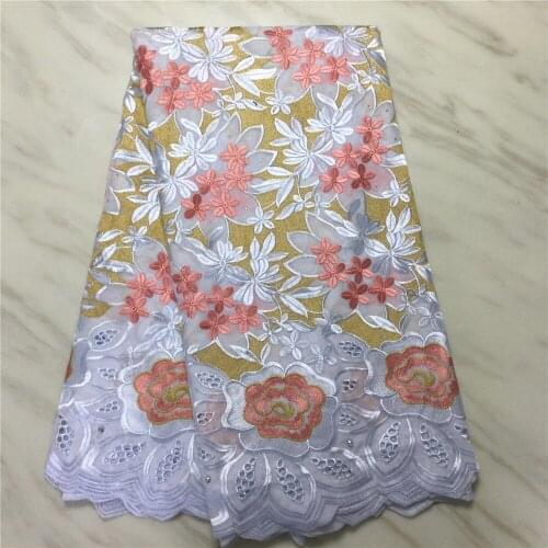 Hot Flower Swiss Voile Lace In Switzerland With Stones African Cotton Dry Lace Fabric 2021 High Quality Nigerian Cotton Lace Sew