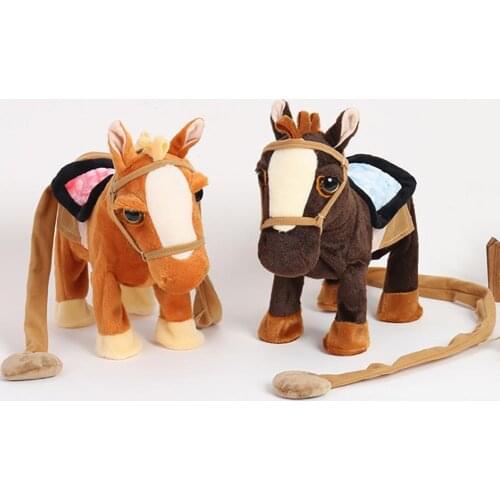 10 inch Kids Simulated Walking Toy Electric Plush Singing Walking Horse Pony Simulated Intelligent Toys For Kids