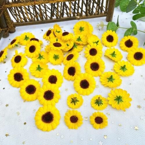 Artificial Sunflower Mini Silk Flower Heads for Home Decoration DIY Scrapbooking Craft Book Wreath Fake Flowers Wedding Decore