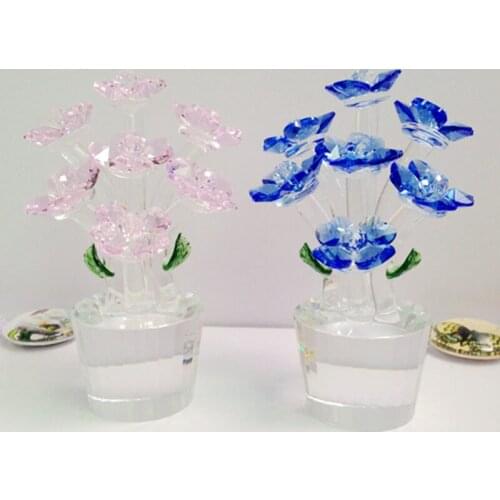 Crystal Glass Lovely Flower Bouquet with Vase Gift Boxed Ornament Decoration Lovers Gift F20173967