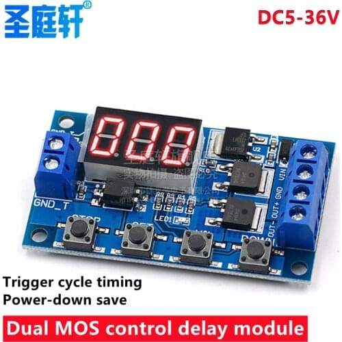 DC5-36V Dual MOS LED Digital Time Delay Relay Trigger Cycle Timer Delay Switch Circuit Board Timing Control Module DIY