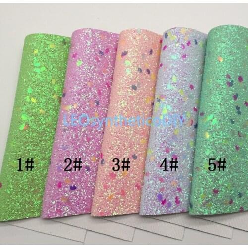 LEOsyntheticoDIY Pastel Unicorn Chunky Glitter Vinyl Fabric Sheet Felt Backing Synthetic Leather Faux Vinil DIY A4 SIZE R06