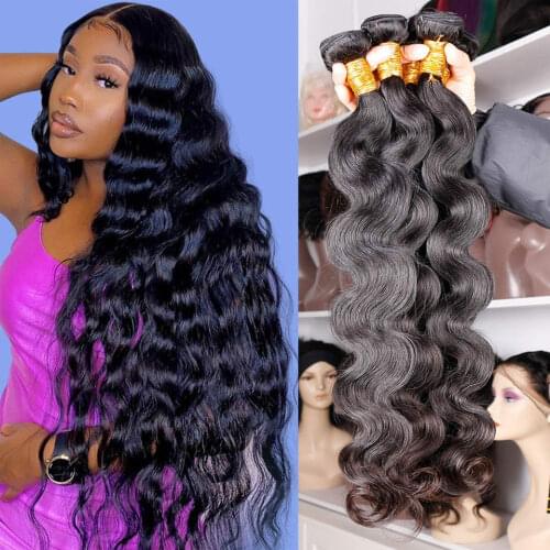 Miss Black Malaysian Natural Black Body Wave Bundle 1/3/4 Bundle Deals 100% Human Hair Extension Remy Double Weave For Black Wom