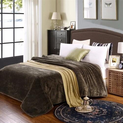 Household mattress flannel blanket coral fleece blanket gray plaid one piece flannel bedspread soft bed blanket travel carry