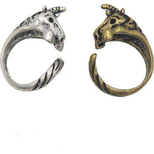 LPHZQH Fashion Cute 3D Rings Vintage Adjustable Unicorn Ring For Women Retro Gift Jewellery Finger Accessory Gift Anillos Mujer
