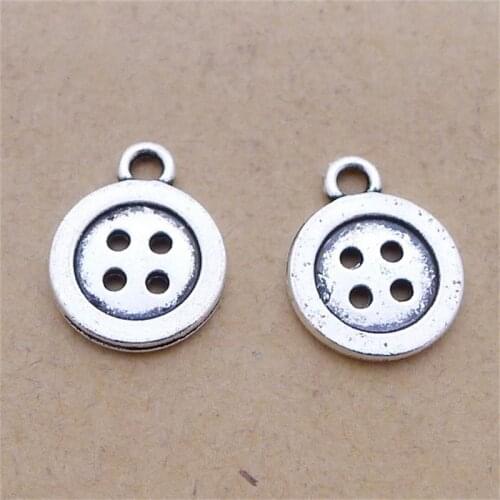 BULK 30pcs Lots Nickle Free Alloy Quitting Knitting Button Charms Antique Tone Metal DIY Jewelry Making 12*16mm 1g