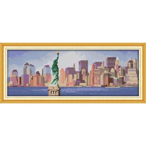 The Statue of Liberty cross stitch kit lanscape garden 14ct 11ct count printed canvas stitching embroidery handmade plus