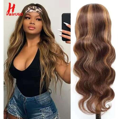 Highlight Headband Wig Brazilian Body Wave Human Hair Wigs Ombre Remy Glueless Wig Full Machine Made Wig For Black Women HairUGo