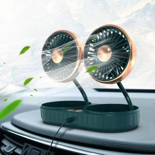 Sunflower Style Dual Head Car Cooler Fan USB Powered 3 Speeds 5 Blades Cooling Fan for Auto Desktop Home Office