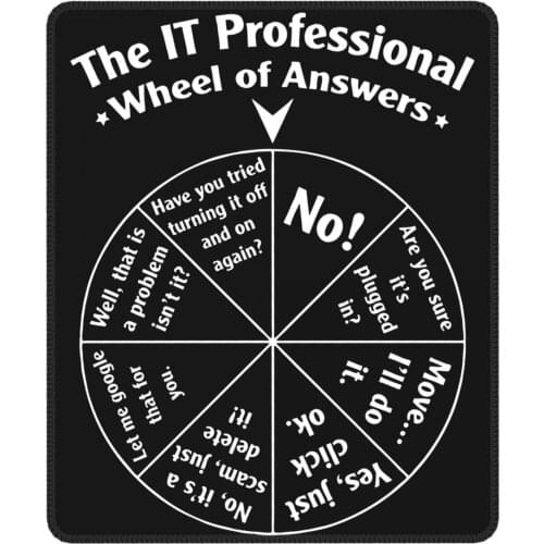 The IT Professional Wheel Of Answers Gaming Mouse Pad Programmer Engineer Mouse Mats Rubber Computer Keyboard Desk Pad