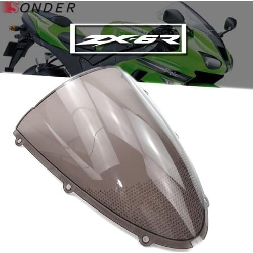 HotSale For Kawasaki Ninja ZX6R 636 2005 2006 2007 2008 05 06 07 08 ZX10R 2006 2007 06 07 Windshield WindScreen Double Bubble