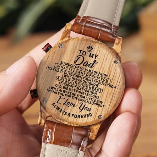 Luxury Sports Carving Waterproof Sports Watch TO MY DAD I WILL ALWAYS BE YOUR LITTLE BOY