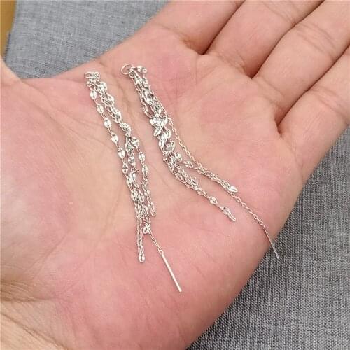 Sterling Silver Earring Tassel Chain Threader Ear Thread Drop Rhodium Plated