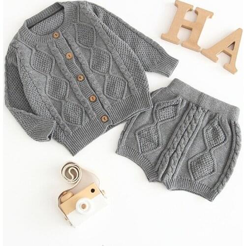 Spring Baby Boys and Girls Baby Swater Long Sleeved Chestnut Sweater Cotton Cardigan Suit Long-sleeved Warm Outing Clothes Kid