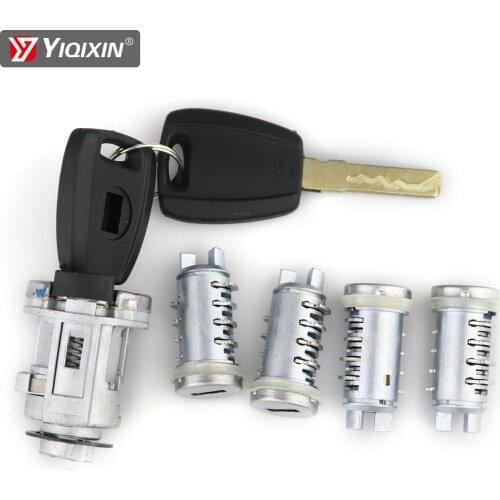 YIQIXIN 5pcs Car Ignition Lock Cylinder Trunk Lock For Fiat-Ducato Doblo Cargo Punto Panda Peugeot-Citroen With SIP22 Blade Key