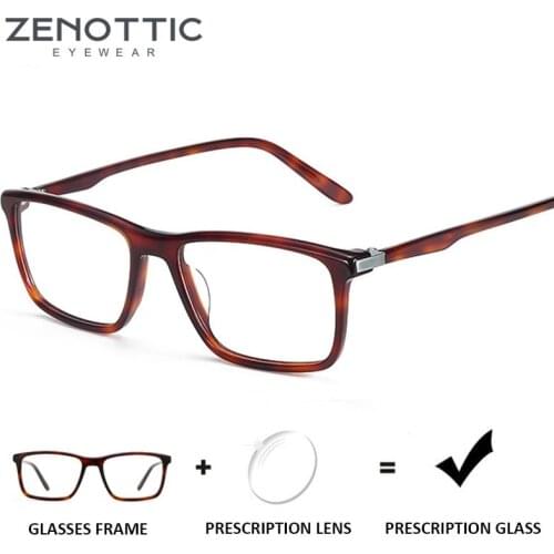 ZENOTTIC Acetate Square Glasses Frame Women Anti-blue light Photochromic Lens Optical Myopia Hyperopia Prescription Eyeglasses