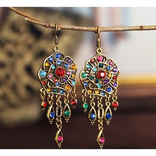 Boho Gypsy Tassel Indian Dangle Earrings 2020 Women Orecchini Jewelry Ladies Retro Flower Jhumka Earrings