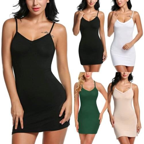 Women Sling Dress Casual Solid Spaghetti Short Dress Sleeveless Dress Slips Under Dress Sexy Ladies Vestido Ropa Mплатья Женские