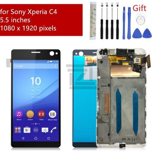 Display For SONY Xperia C4 LCD Touch Screen Digitizer assembly C4 Screen replacement with frame E5303 E5306 E5353 repair parts
