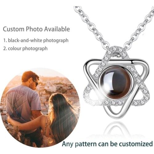 Star Of David Pendant Necklace For Women S925 Silver 100 Languages I Love You Custom Text Pattern Necklaces Female Jewelry Gift