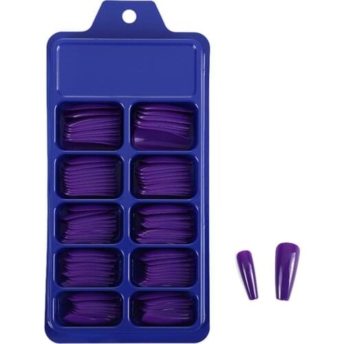 100Pcs Solid Candy Color Full Cover Coffin False Fake Nails Tips Manicure Tools