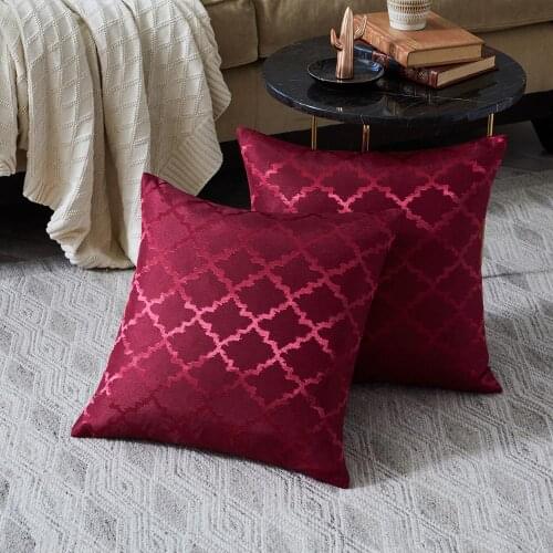 2 Packs Red Cushion Covers 45X45 for Sofa Couch Bed Jacquard Throw Pillows Covers For Bedroom House Home Decor Pillowcase50x50