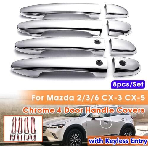8 Pcs Chrome Car Door Handle Cover accessories color carbon fiber For MAZDA 2 3 6 CX-3 CX-5 2013 2014 2015 2016 2017 2018